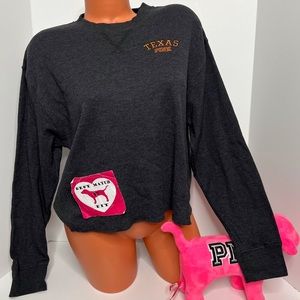 Victoria’s Secret PINK XS Logo Embroidery University of Texas Long-sleeve Top